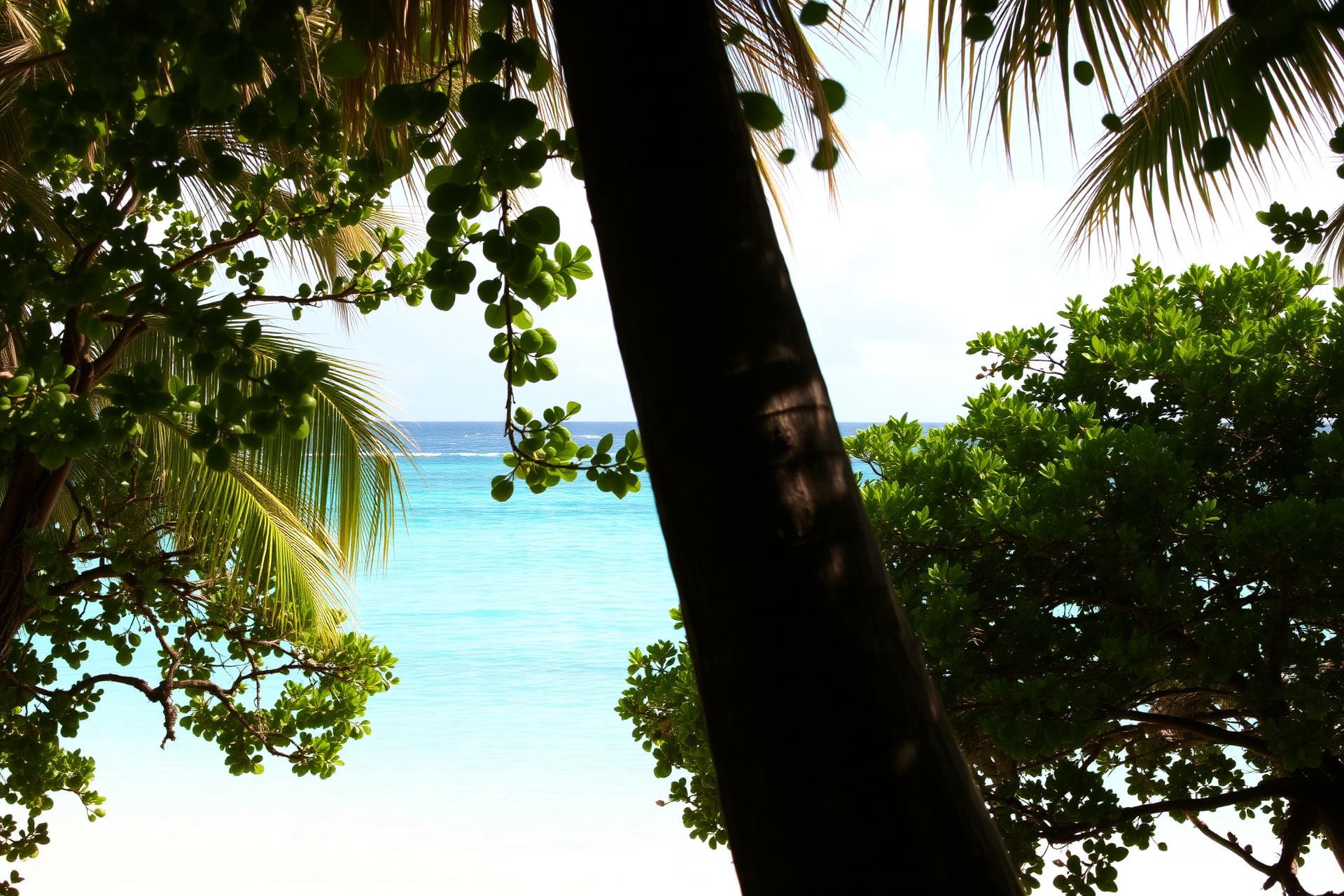 Native sea grape and palm canopy reclaiming the leeward edge.